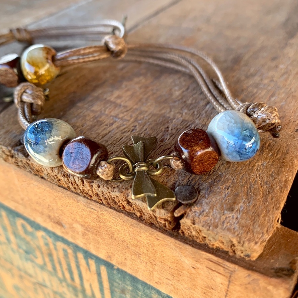✨BOHO CERAMIC/WOOD BEAD CHARM ANKLET/BRACELET